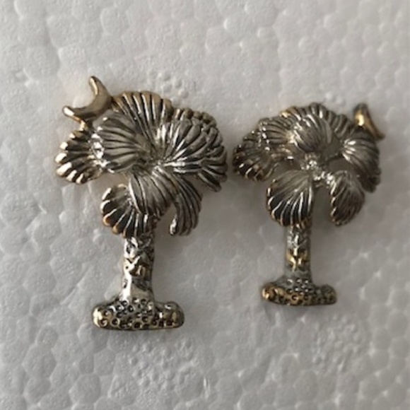 Palm Tree Moon Earrings Posts Retro SC Beaches - Picture 3 of 3